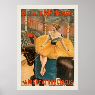 Poster da noite do circo do vintage