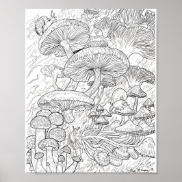 Poster da página de colorir cogumelos
