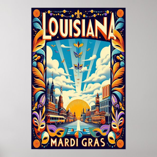 Poster da Parada de Gras da Vintage Louisiana (Frente)