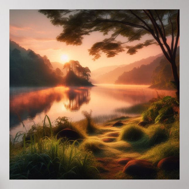 Poster da Parede de Borda do Landscape River (Frente)