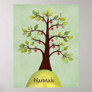 Poster da Parede do Nursery de Árvore Cardíaca da