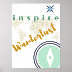 Poster da parede - inspire o Wanderlust - arte da