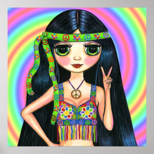 Poster Da paz sinal de paz de piscamento do Hippie da