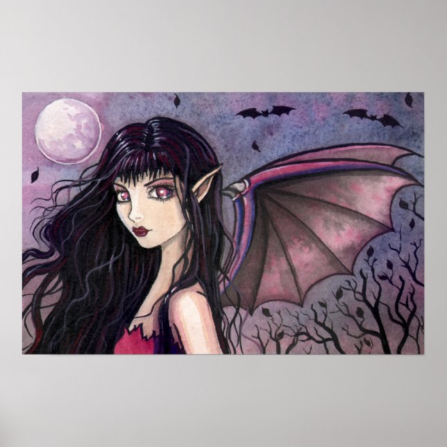 Poster da Pequena Garota Morcego Vampira Gótica Fa (Frente)