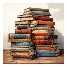 Poster da Pilha Colorida de Livros Antigos