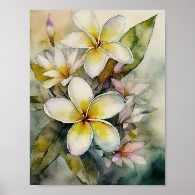 Poster da Plumeria Amarela Havaiana (Frente)