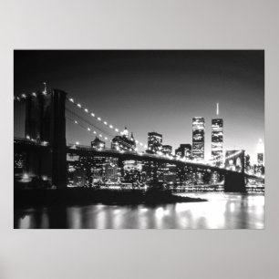 Poster da ponte Nova Iorque Branco preto Brooklyn