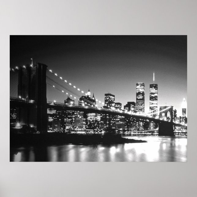 Poster da ponte Nova Iorque Branco preto Brooklyn (Frente)