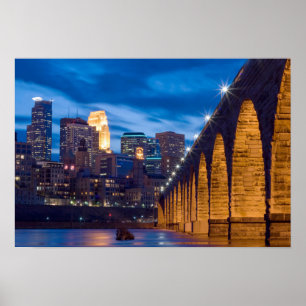 Poster da ponte Stone Arch Minneapolis Skyline