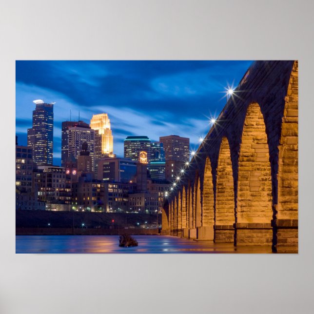 Poster da ponte Stone Arch Minneapolis Skyline (Frente)