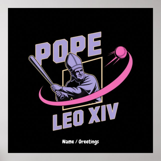 Poster Da Pope Leo XIV Fé de Design de Baseball Conhece C (Frente)