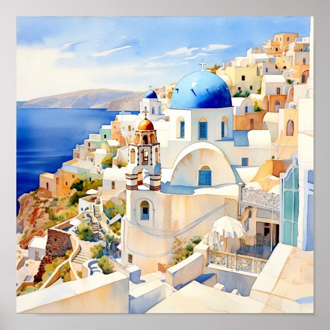 Poster da Praça de Arte da Grécia Santorini (Frente)