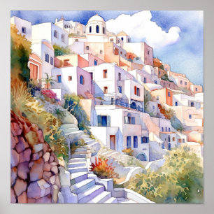 Poster da Praça de Arte da Grécia Santorini