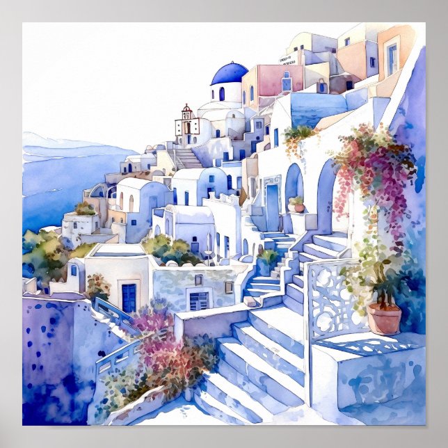 Poster da Praça de Arte da Grécia Santorini (Frente)