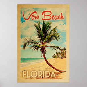 Poster da praia da palmeira do vintage de Vero