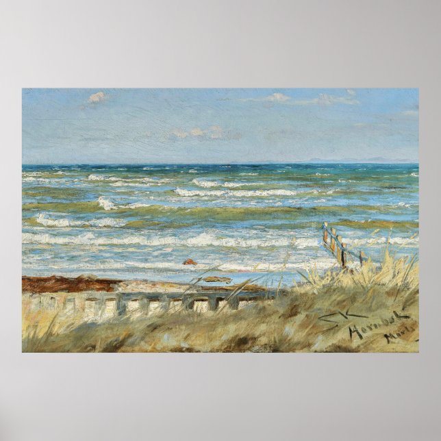 Poster Da praia de Hornbæk, PS Kroyer (Frente)