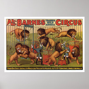 Poster da propaganda do circo de Barnes dos anos