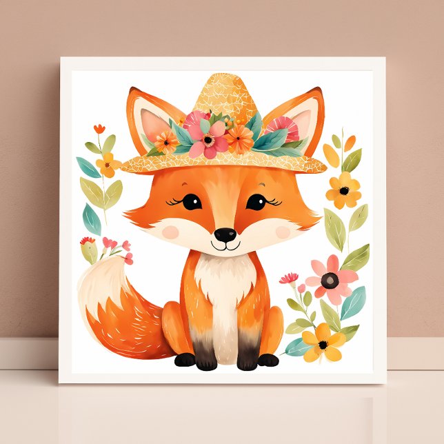 Poster da Raposa Bebê Floral: Fofo e Caprichoso (Criador carregado)