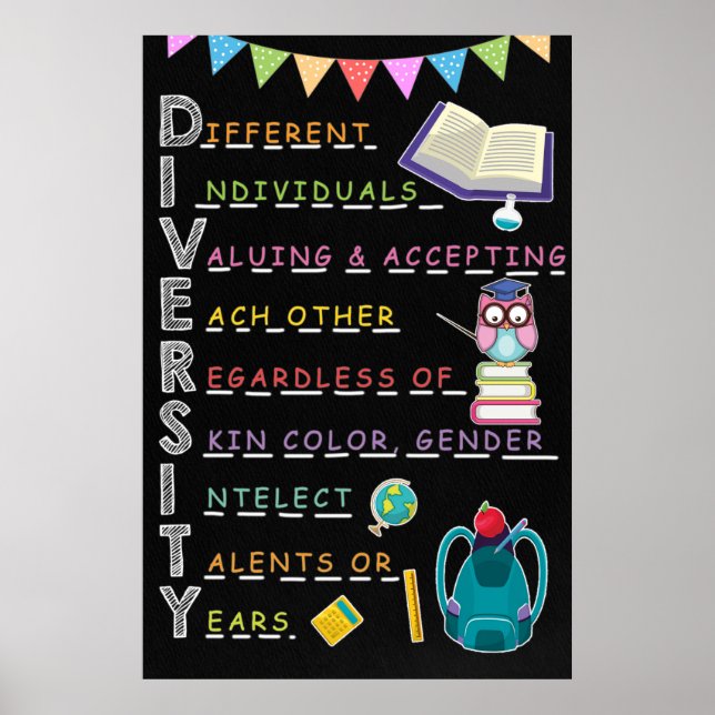 Poster da sala de aula de diversidade (Frente)