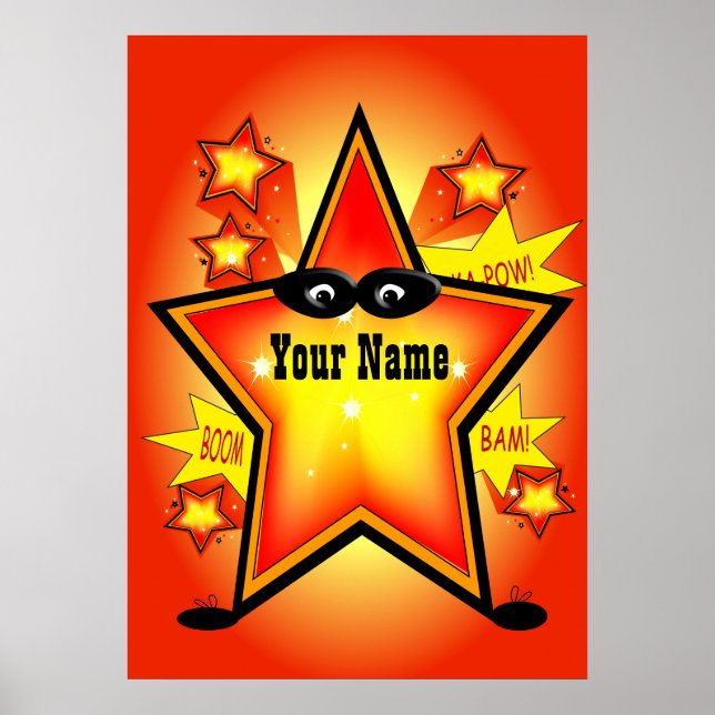 Poster da Sala de Crianças do Superherói Star (Frente)