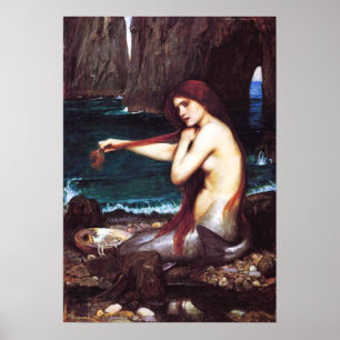Poster da sereia do vintage de John William