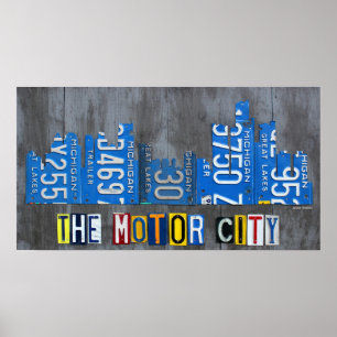 Poster da skyline da matrícula da cidade do motor