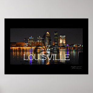Poster da skyline de Louisville com flor de lis