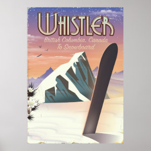 Poster da snowboarding do Columbia Britânica do