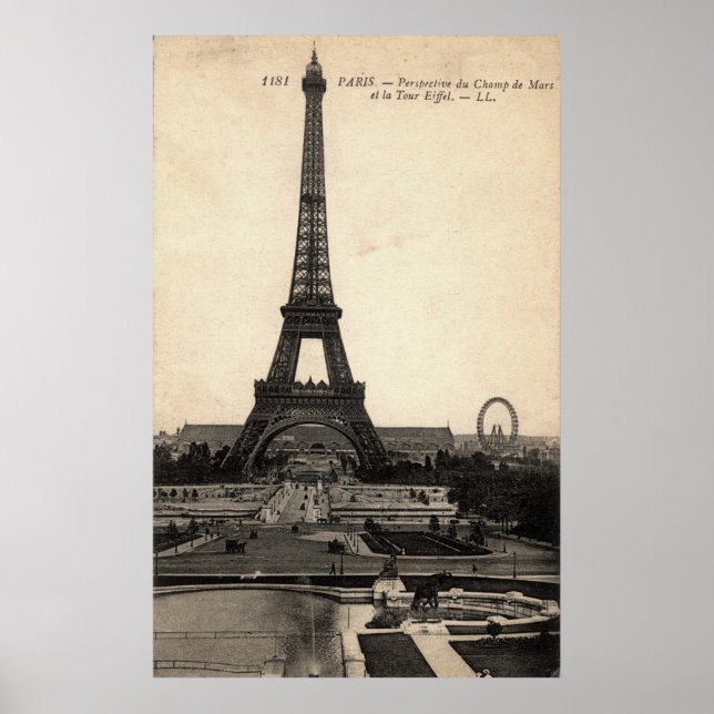 Poster da Torre Eiffel Vintage de 1900 (Frente)