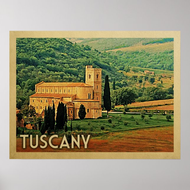 Poster da Toscana Itália Viagens vintage (Frente)