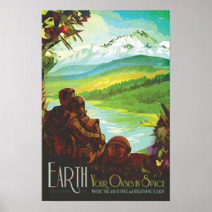 Poster da viagem espacial do vintage da terra