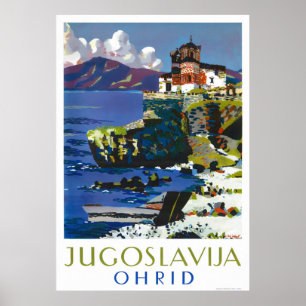 Poster da Viagens vintage da Jugoslávia Ohrid rest