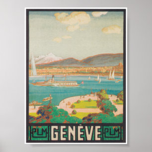 Poster da Viagens vintage da Suiça de Genebra