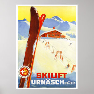 Poster da Viagens vintage da Suiça restaurada