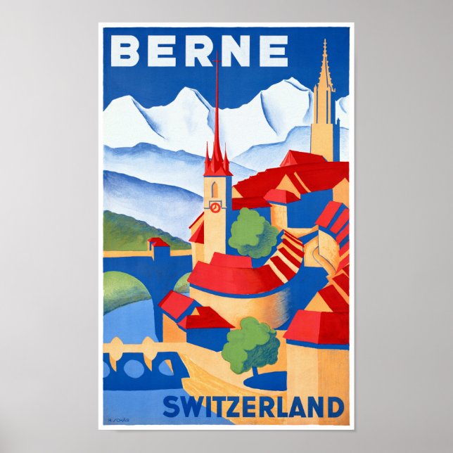 Poster da Viagens vintage do Bern restaurada (Frente)