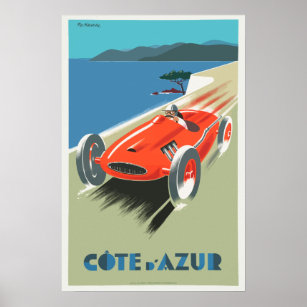 Poster da viagens vintage francesa Cote d Azur
