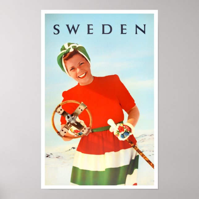 Poster da viagens vintage suecia (Frente)