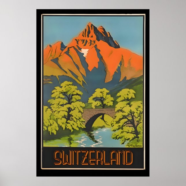 Poster da Viagens vintage suiça (Frente)