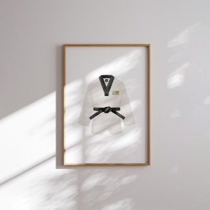 Poster da Vintage da Aquarela Taekwondo dobok