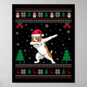 Poster Dabbing Brittany Spaniel Dog Santa Hat Garotas