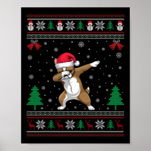 Poster Dabbing Frenchie Dog Santa Hat Garotas Crianças Ch
