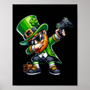 Poster Dabbing Gamer Leprechaun Dab Dance Pattys Rua Pa
