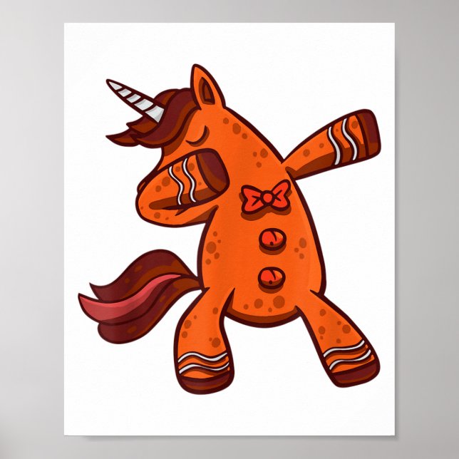 Poster Dabbing Gingerbread Unicorn Cookie Christmas  (Frente)