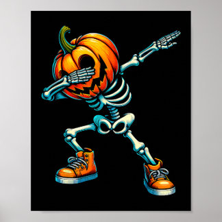Poster Dabbing Halloween Skeleton Boys Trick Treat Funny 