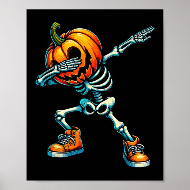 Poster Dabbing Halloween Skeleton Boys Trick Treat Funny  (Frente)