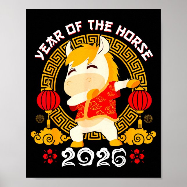 Poster Dabbing Horse Chinese New Year Of The Horse2026  (Frente)