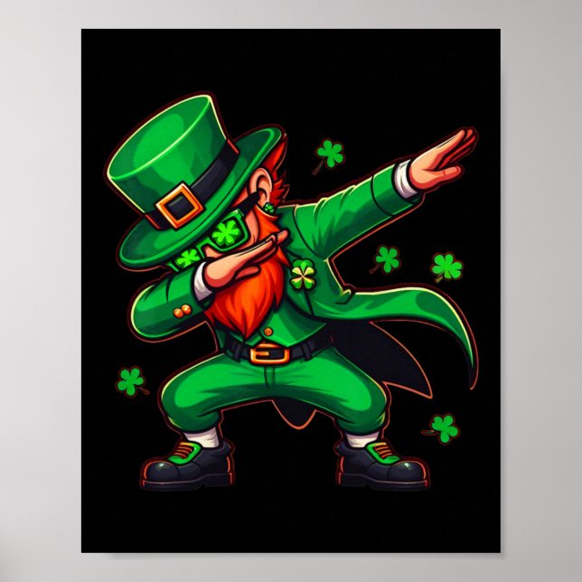 Poster Dabbing Leprechaun Funny Men Crianças St Patricks (Frente)