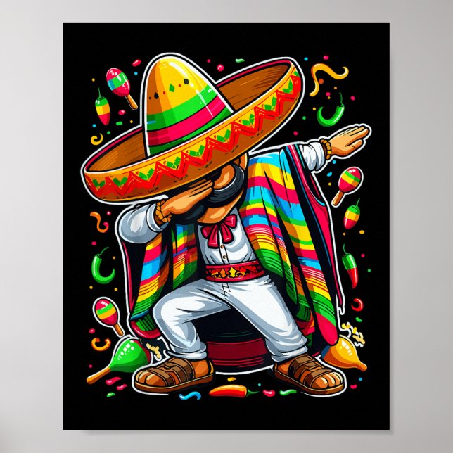 Poster Dabbing Mexicano Poncho Cinco De Mayo (Frente)