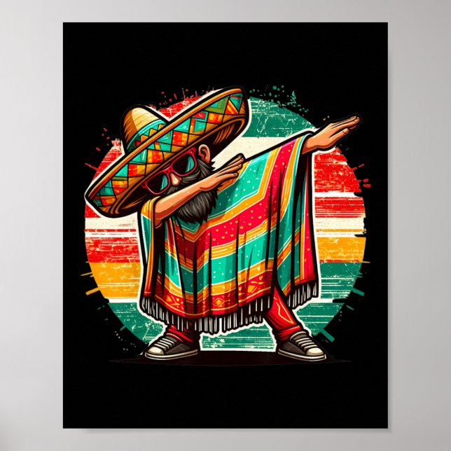 Poster Dabbing mexicano Poncho Cinco de Mayo Boys Men Mex (Frente)
