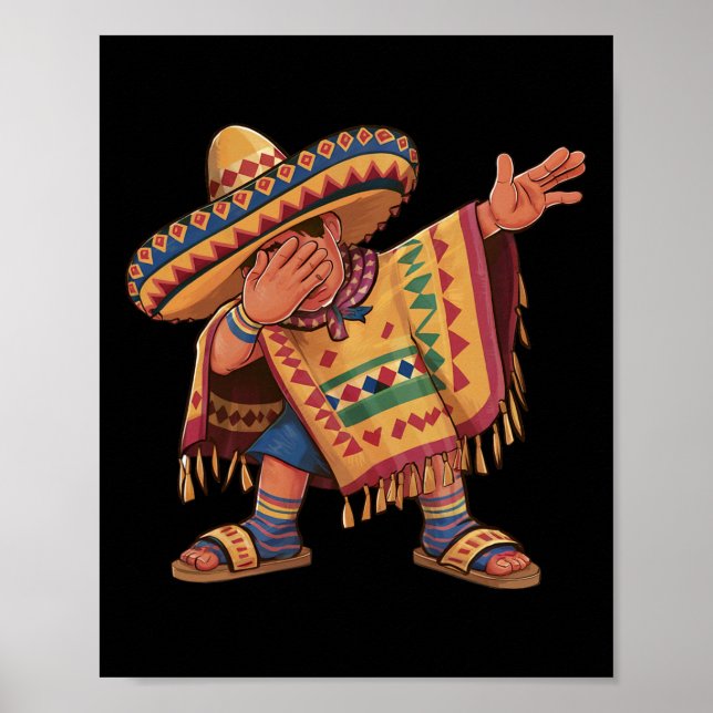 Poster Dabbing mexicano Poncho Dab Cinco De Mayo Gif (Frente)